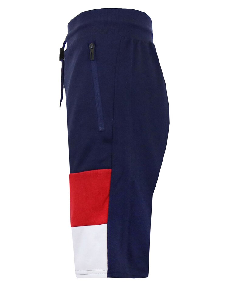 Men's Slim Fit French Terry Jogger Shorts (bottom color block) image number 3