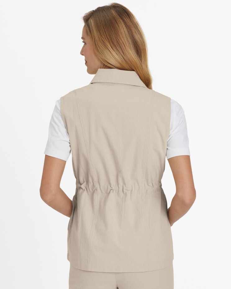 Crinkle Cotton Cargo Vest image number 2