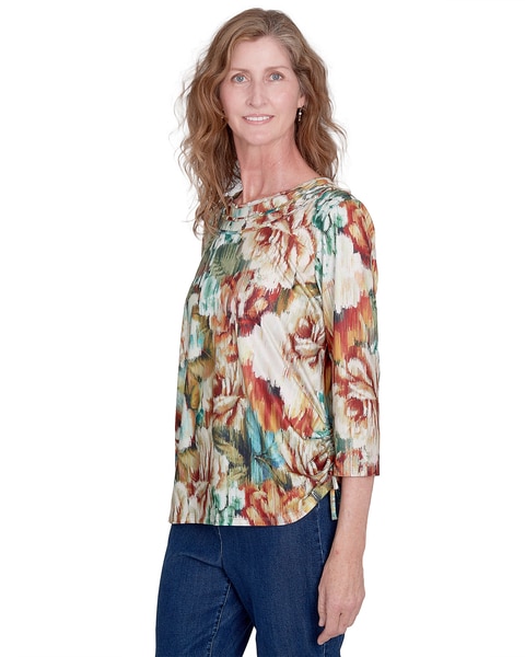 Alfred Dunner® Classics Earth Floral Crew Neck Top