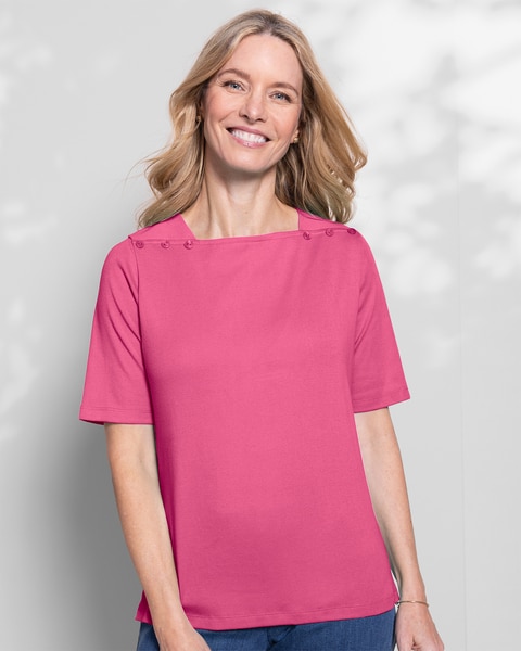 Coastal Cotton Solid Square-Neck Tee
