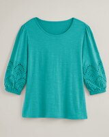 Eyelet Textured Slub Knit Top thumbnail number 1