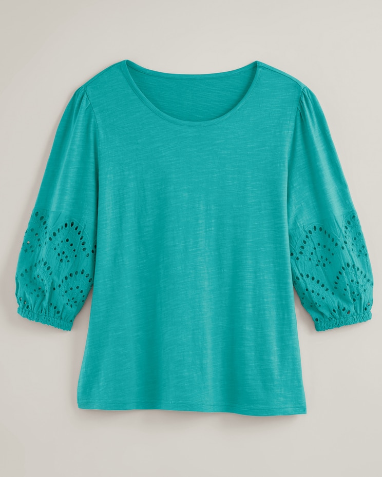 Eyelet Textured Slub Knit Top image number 1