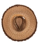 No Retouch- Wheat Straw Fedora With Frayed Raffia Trim Hat thumbnail number 3