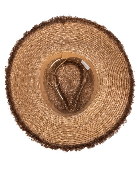 No Retouch- Wheat Straw Fedora With Frayed Raffia Trim Hat