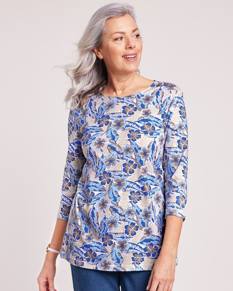 Essential Knit Button-Trim Top image number 1