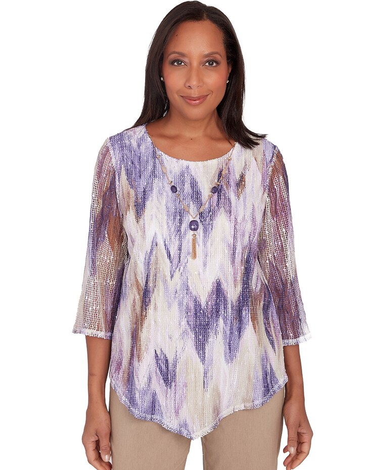 Alfred Dunner® Charm School Chevron Popcorn Knit Top image number 1
