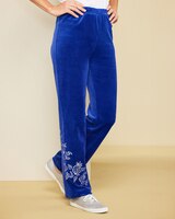 Floral Embroidered Velour Pants thumbnail number 1