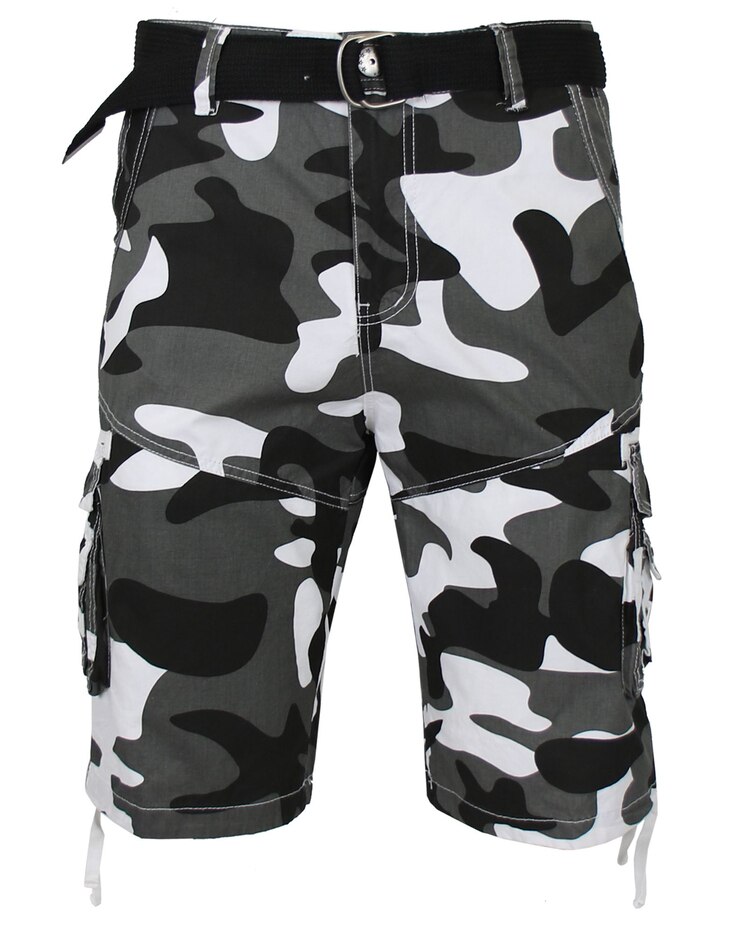 Men's Belted Cargo Shorts With Twill Flat Front Washed Utility Pockets image number 1