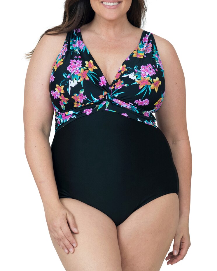Caribbean Sand Knotted Front One Piece Swimsuit with Tummy Control image number 1