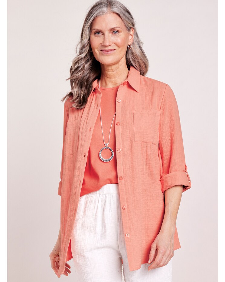 Gauze Button-Up Big Shirt image number 1