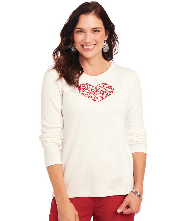 Embroidered Essential Knit Long-Sleeve Tee image number 1