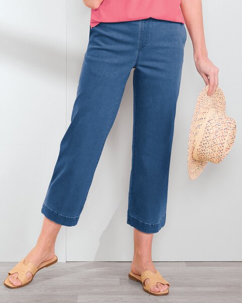 DreamFlex Denim Patch-Pocket Capris 