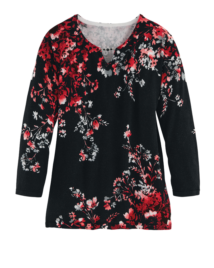 Alfred Dunner® Asymmetric Flower Sweater image number 1