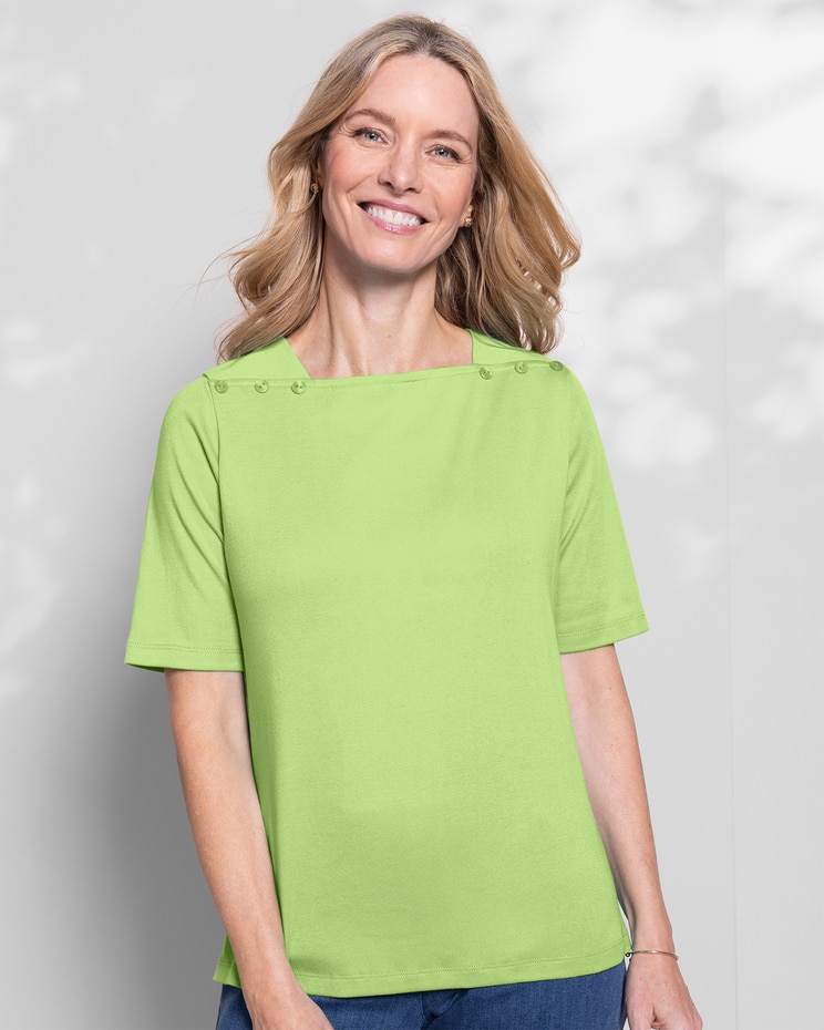 Coastal Cotton Solid Square-Neck Tee image number 1