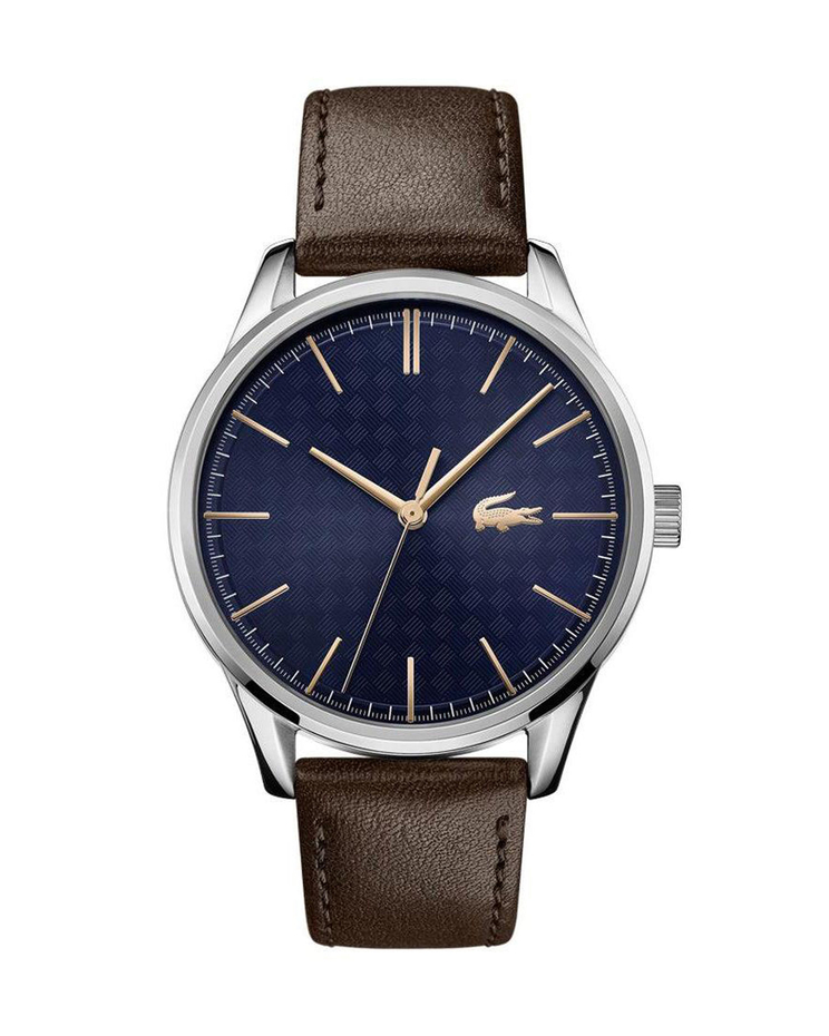 Lacoste Vienna Brown Leather Strap Watch, Dark Blue Dial image number 1