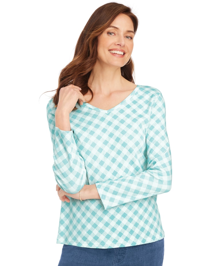 Print Essential Knit V-Neck Tee image number 2