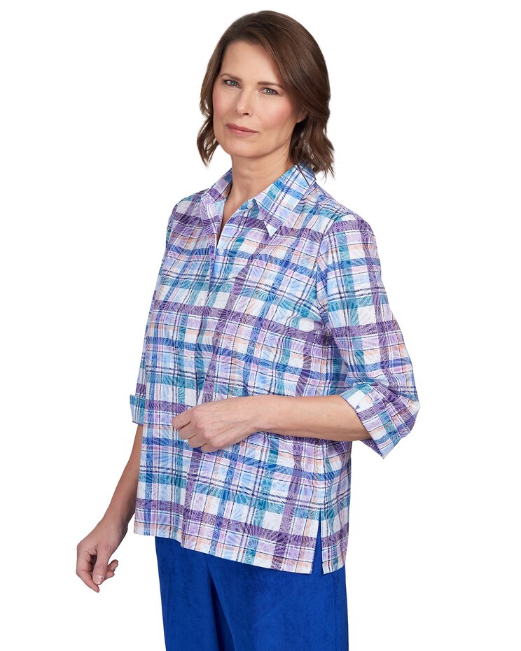 Alfred Dunner® Endearing Plaid Button Down Top image number 3