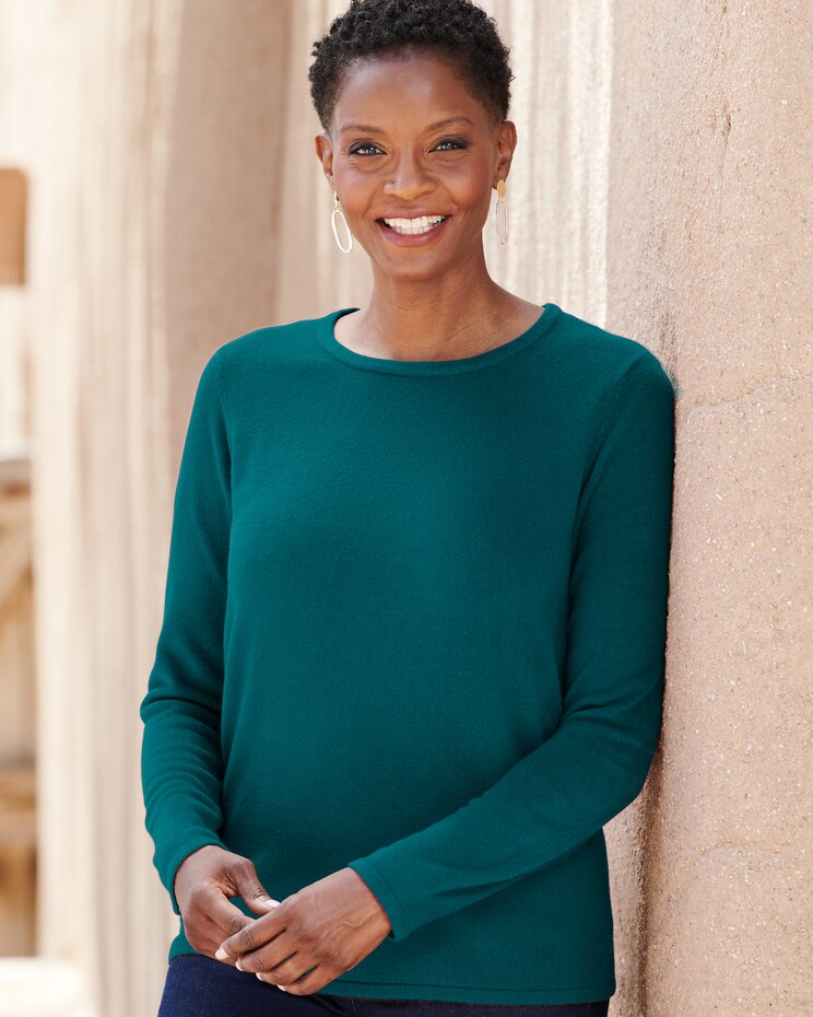Soft Spun™ Acrylic Long Sleeve Jewel Neck Sweater image number 1