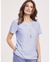 Alfred Dunner® Stripe Top with Necklace thumbnail number 1