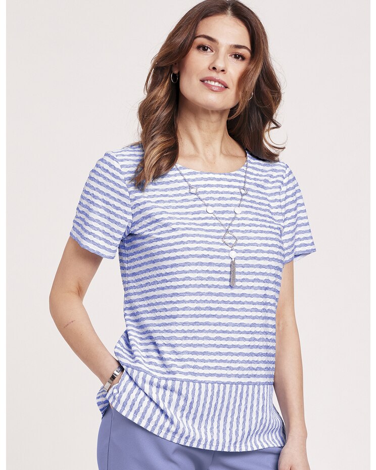 Alfred Dunner® Stripe Top with Necklace image number 1