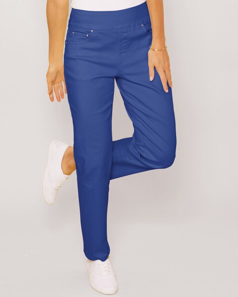 DenimEase Flat-Waist Pull-On Jeans
