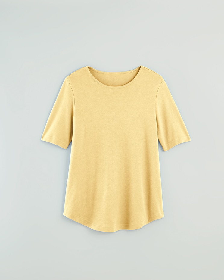 Essential Knit Elbow-Sleeve Curved-Hem Tunic image number 1