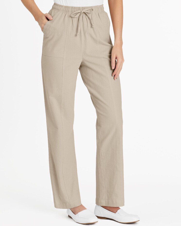 Crinkle Cotton Pull-On Pants