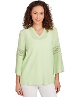 Ruby Rd® Bali Blue Knit Solid Top Lace thumbnail number 1