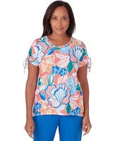 Alfred Dunner® Neptune Beach Whimsical Floral Top with Side Ties thumbnail number 1