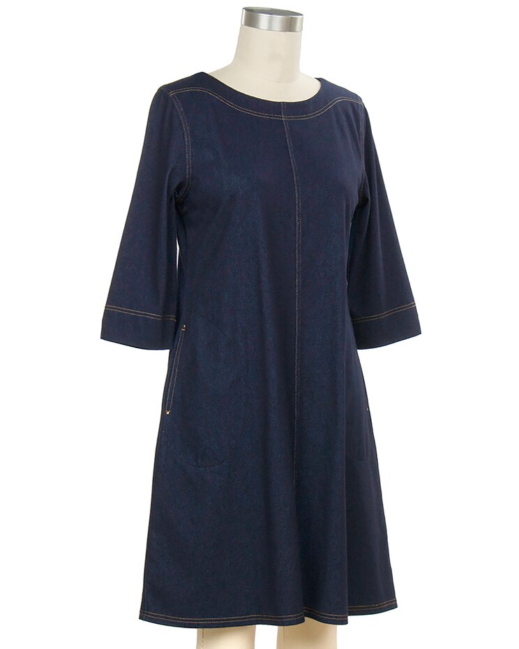 Links 3/4 Sleeve Gianna Knit Denim Dress image number 1