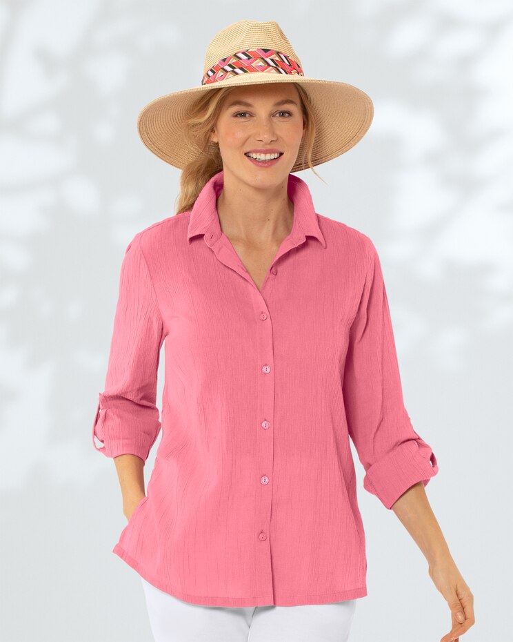 Crinkled Cotton Solid Shirt image number 1