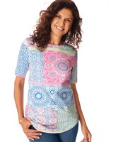 Essential Knit Elbow Sleeve Curved-Hem Tee thumbnail number 1