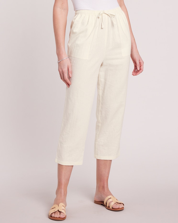 Linen Blend Crop Capris image number 1