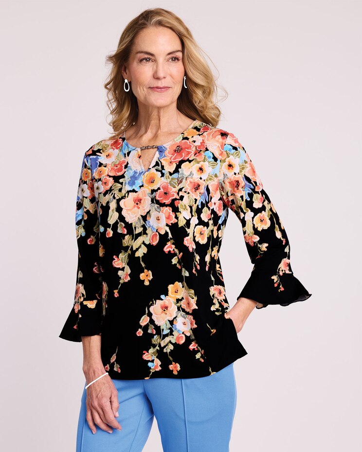 Alfred Dunner® Classic Falling Flowers Top image number 1