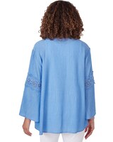 Ruby Rd® Bali Blue Knit Solid Top Lace thumbnail number 2