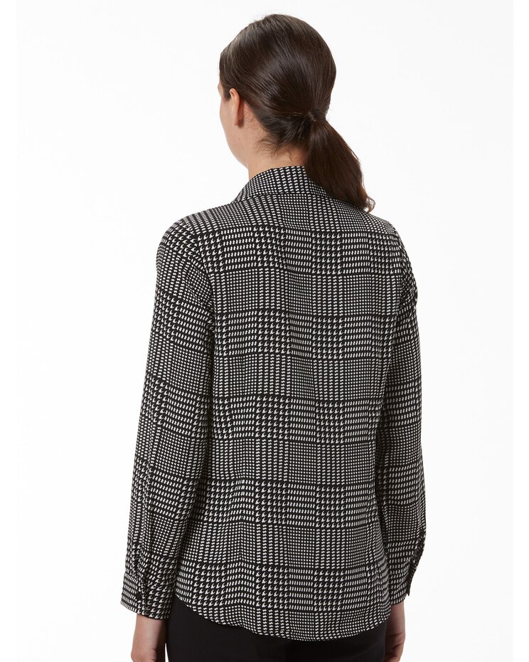 Silky Glen Plaid Long-Sleeve Blouse image number 2