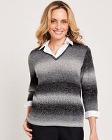 Alfred Dunner® Space Dye with Woven Trim Sweater thumbnail number 3