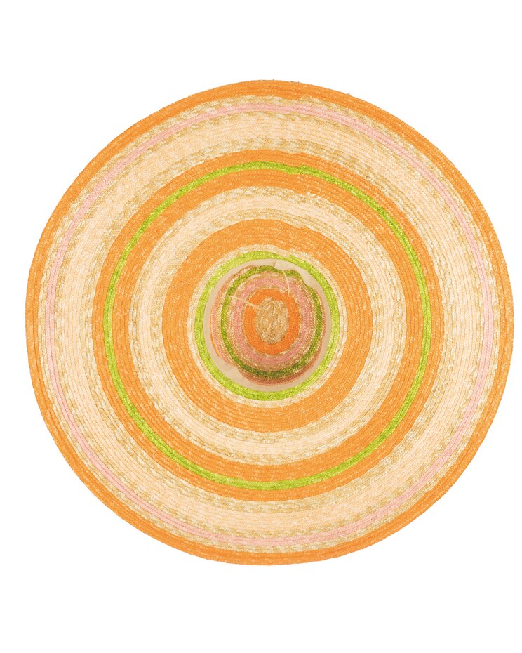 On Mulit Holiday- Wheat Straw Stripe Wide Brim Sun Hat image number 4