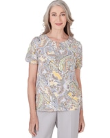 Alfred Dunner® Charleston Paisley Top with Side Ruching thumbnail number 1