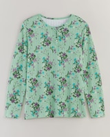 Print Long Sleeve Pointelle Henley Top thumbnail number 1