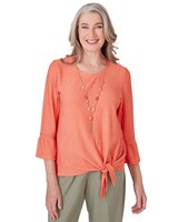 Alfred Dunner® Tuscan Sunset Solid Texture Top with Side Tie thumbnail number 1