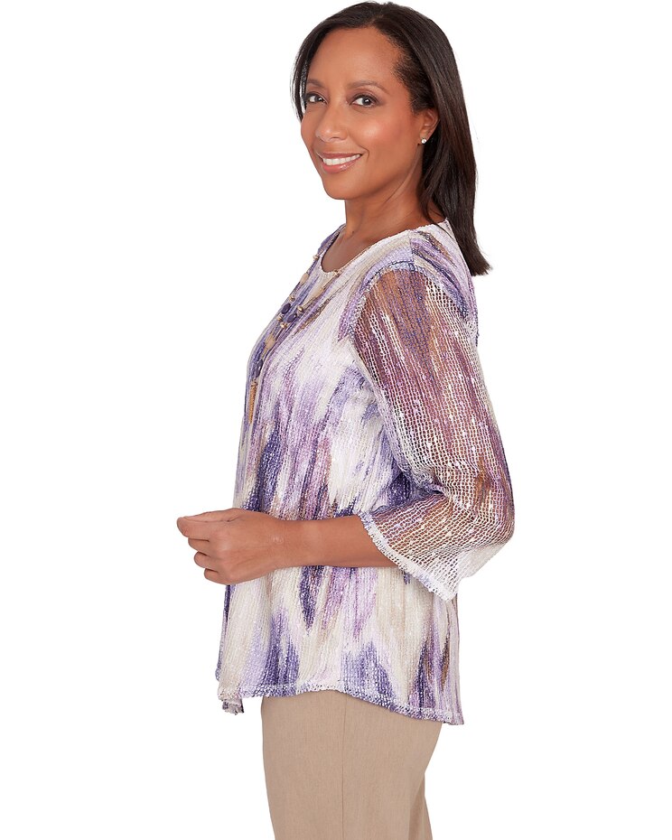 Alfred Dunner® Charm School Chevron Popcorn Knit Top image number 4