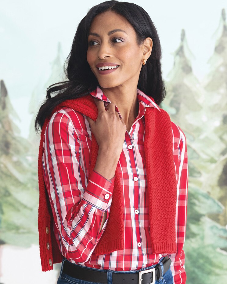 Foxcroft Perfect-Fit Non-Iron Plaid Shirt image number 2