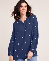 Print Gauze Henley thumbnail number 1