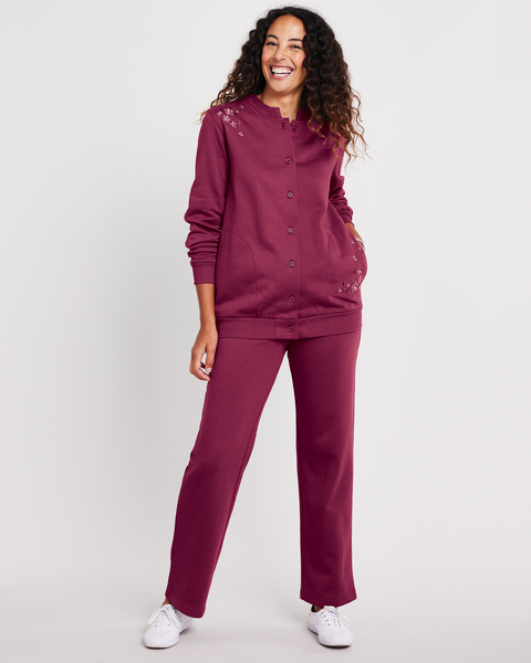 Embroidered Button Front Fleece Set