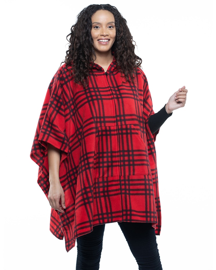 Printed Fleece Hooded Wrap image number 1