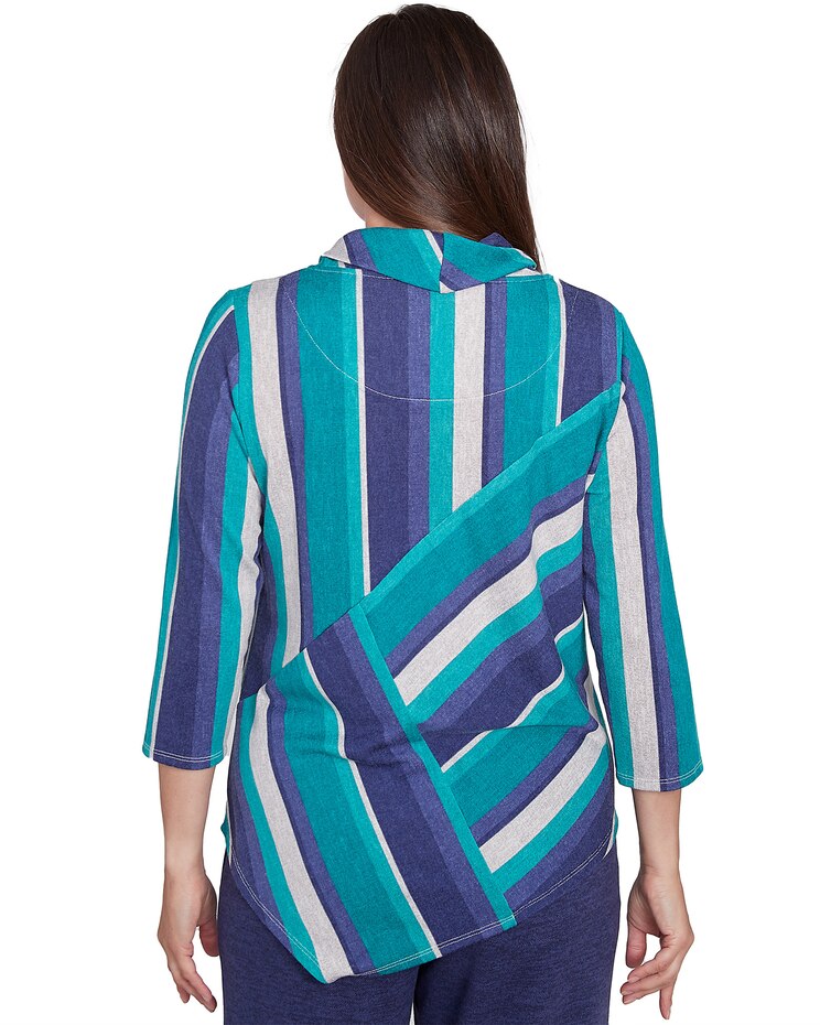 Alfred Dunner® French Quarter Spliced Cowl Neck Stripe Sweater image number 2