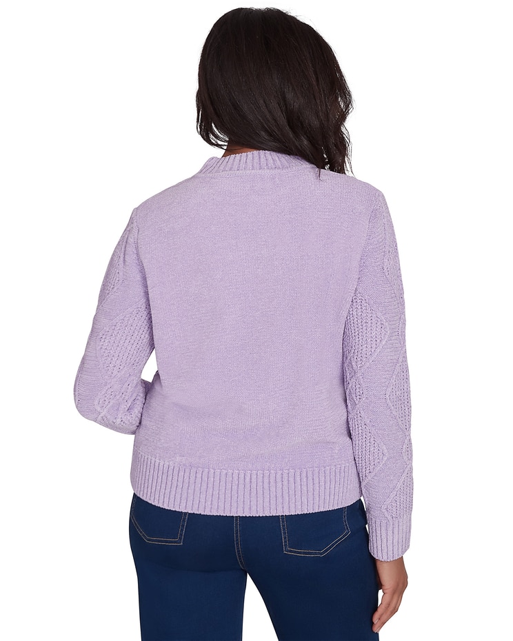 Alfred Dunner® Classics Chenille Diamond Turtleneck Sweater image number 4