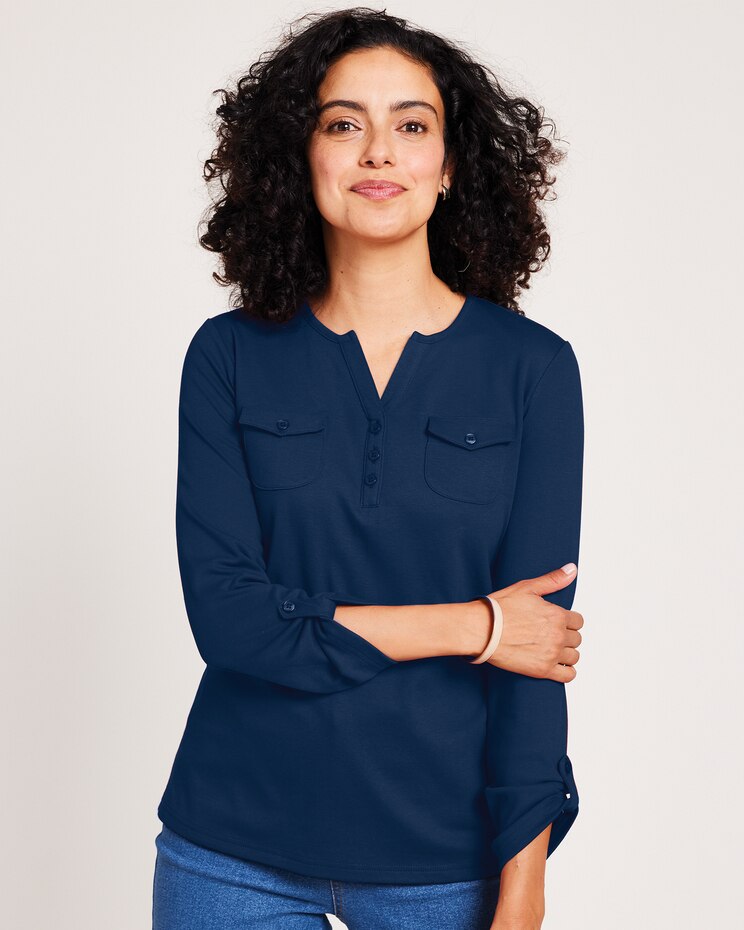 Essential Knit Pocket Henley image number 4