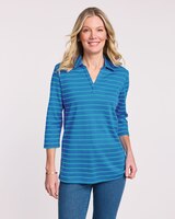 Essential Knit Three-Quarter Sleeve Polo Tee thumbnail number 1